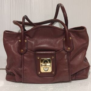 Women’s Burgundy Leather Bag with Gold Turn-Lock